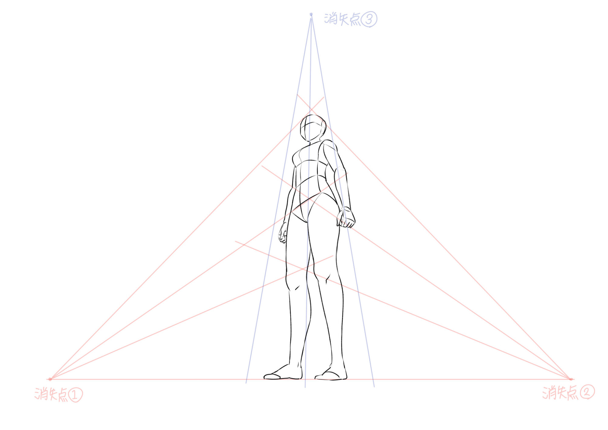 パースのあるポーズの描き方 3点透視図法を使えばカンタン あんりみてっどりーむ