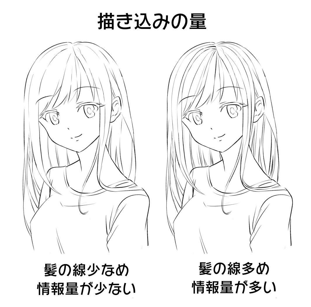 髪の線画をキレイに描くためのコツ ラフと清書後の印象ギャップの理由も解説 あんりみてっどりーむ