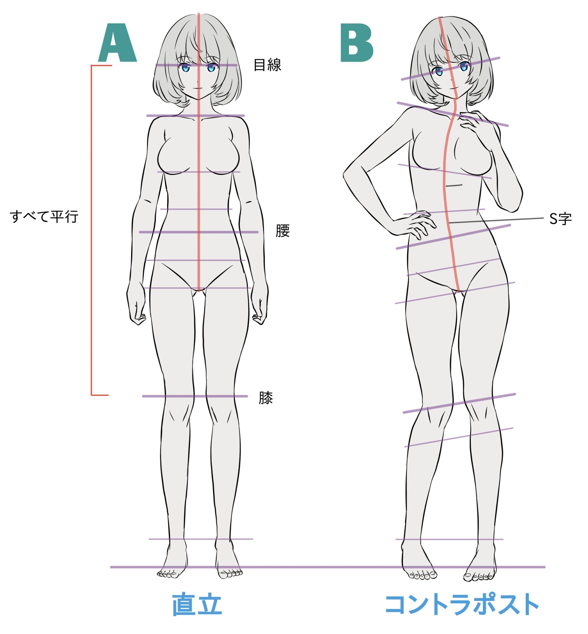 ポーズはコントラポストを意識して描こう イラスト解体新書 あんりみてっどりーむ