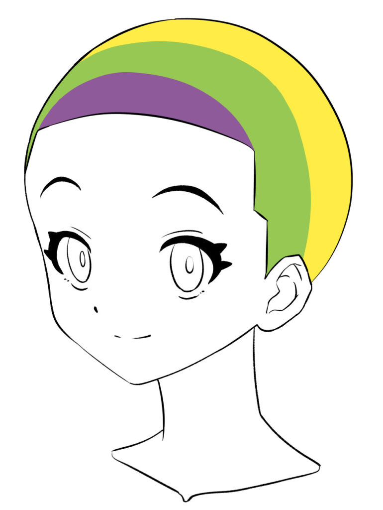 髪をブロックごとに色分け